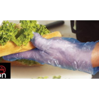 MEDIUM Blue Poly Powder Free Food Grade Embossed Gloves (500pcs)