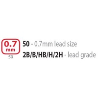 50 Series 0.7mm 2B Grade Lead 12pcs