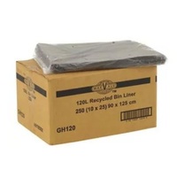 120Ltr Black (Recycled) Bin Liners (120cm x 45cm + 45cm) 250pcs/Flat pack (BL120MGH)