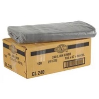 240Ltr Black Extra Strength Bin Liners (135cm x 57cm + 56cm) 100pcs/Flat pack (BL240MGL)
