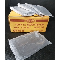 27Ltr Black Bin Liners (66cm x 58cm) 1,000pcs/Flat Pack (BL27LTRMGHO6B)