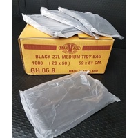 27Ltr Black Bin Liners (66cm x 58cm) 1,000pcs/Flat Pack