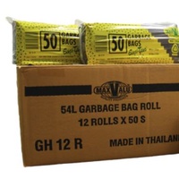 54Ltr Easy Tear Black Bin Liners Heavy Duty (85cm x 63cm) 600pcs/Rolls (BL54MGH12R)