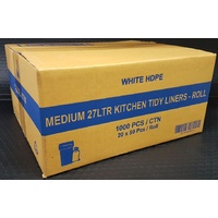 27Ltr White Kitchen Tidy Bin Liner Heavy Duty White  (65cm x 51cm) 1,000pcs (BLKTM)