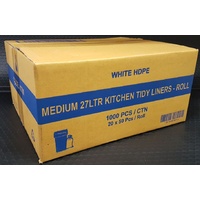 27Ltr White Kitchen Tidy Bin Liner Heavy Duty White  (65cm x 51cm) 1,000pcs