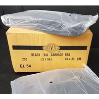 54Ltr Black Bin Liners Heavy Duty (85cm x 63cm) 250pcs/Flat Pack (BLMGL54)