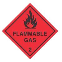 "Flammable Gas 2" Paper Label 100mm x 100mm