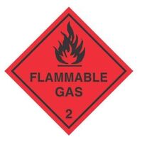 "Flammable Gas 2" Paper Label 100mm x 100mm