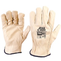 Beige Leather Rigger Gloves - Small