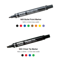 Pentel Permanent Marker Aluminium Barrel Range N50 (Bullet)/N60(Chisel)