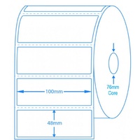 Direct Thermal 48mm x 100mm Perforated - 76mm Core (750pcs Roll/4 Rolls Carton)