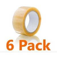 6 Rolls of  Clear Packaging Tape (Natural Rubber) 48mm x 75m