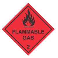 "Flammable Gas 2" PVC/Ripper Label 100mm x 96mm x 50mtr (500pcs)