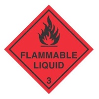 "Flammable Liquid 3" PVC/Ripper Label 100mm x 96mm x 50mtr (500pcs)