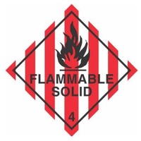 "Flammable Solid 4" PVC/Ripper Label 100mm x 96mm x 50mtr (500pcs)