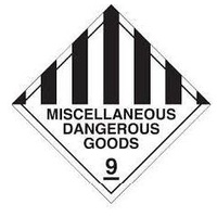 "Miscellaneous Dangerous Goods 9" PVC/Ripper Label 100mm x 96mm x 50mtr (500pcs)