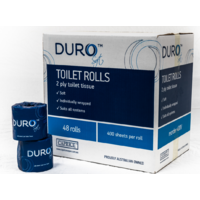 DuroSoft 2 Ply Toilet Tissue 400 Sheet/Double Rolls 48 Rolls (Individually Wrapped) 