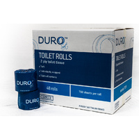 DuroSoft 2 Ply Toilet Tissue 700 Sheet 48 Rolls (Individually Wrapped)