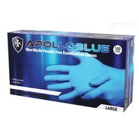 Apollo Nitrile Powder Free Examination Gloves Blue 100pcs - Large